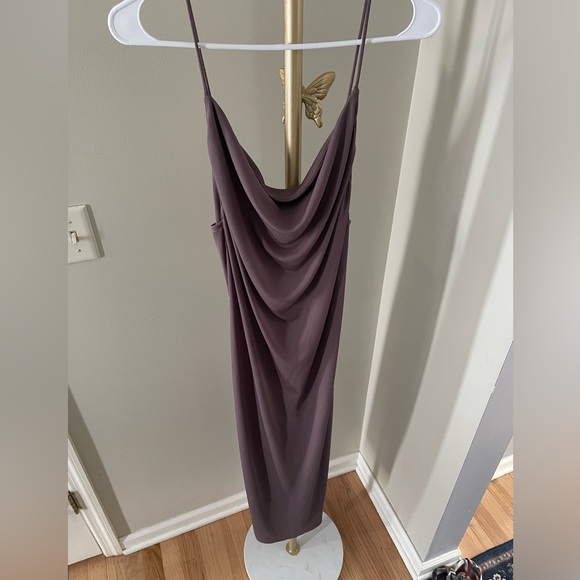 Zara Satin Cowl Neck Midi Slip Dress — Mauve — Size Medium - Picture 3 of 10